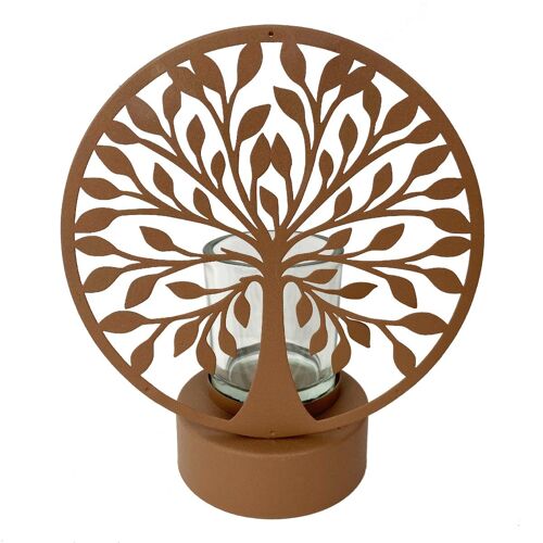 Signes Grimalt By SIGRIS - Portavelas Buda con vidrio Marrón de Metal Y Cristal | Portavelas Portavelas Portavelas Ikea 22x10x18cm