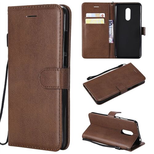 Saturcase Coque Pour Xiaomi Redmi 5 Plus, Pu Cuir Magnétique Flip Portefeuille Support Porte-Carte Protecteur Housse Étui Avec Dragonne Pour Xiaomi Redmi 5 Plus (Marron)
