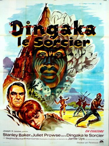 Dingaka Le Sorcier - Affiche Originale De Cinéma - Format 120x160 Cm - Un Film De Jamie Uys Avec Stanley Baker, Juliet Prowse, Ken Gampu, Jamie Uys - Année 1964