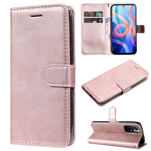 Saturcase Coque Pour Xiaomi Poco M4 Pro 5g, Pu Cuir Magnétique Flip Portefeuille Support Porte-Carte Protecteur Housse Étui Avec Dragonne Pour Xiaomi Poco M4 Pro 5g (Or Rose)