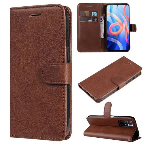 Saturcase Coque Pour Xiaomi Poco M4 Pro 5g, Pu Cuir Magnétique Flip Portefeuille Support Porte-Carte Protecteur Housse Étui Avec Dragonne Pour Xiaomi Poco M4 Pro 5g (Marron)