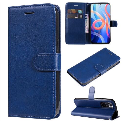 Saturcase Coque Pour Xiaomi Poco M4 Pro 5g, Pu Cuir Magnétique Flip Portefeuille Support Porte-Carte Protecteur Housse Étui Avec Dragonne Pour Xiaomi Poco M4 Pro 5g (Bleu)