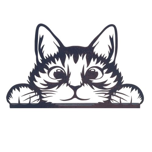 ORIGEN Home Decor Adorno gato Placas Metal | Placa de Metal Negro - 13x20x2cm