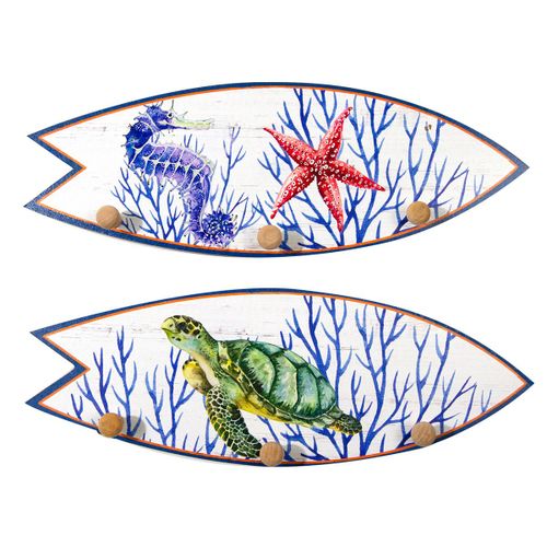 ORIGEN Home Decor Percha Tabla Surf 2U Percheros Azul 14x40x1cm - Decoración y Organización para tu Hogar<br /><br />