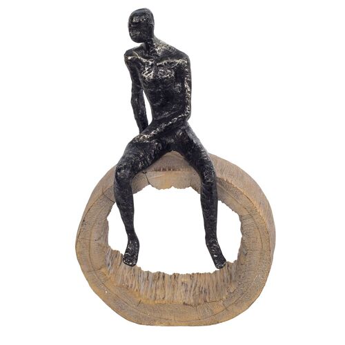Signes Grimalt By SIGRIS - Figura Hombre En Roca Negro de Resina | Figura de persona Figuras De Resina Para Jardin Figura Resina Decoración cm