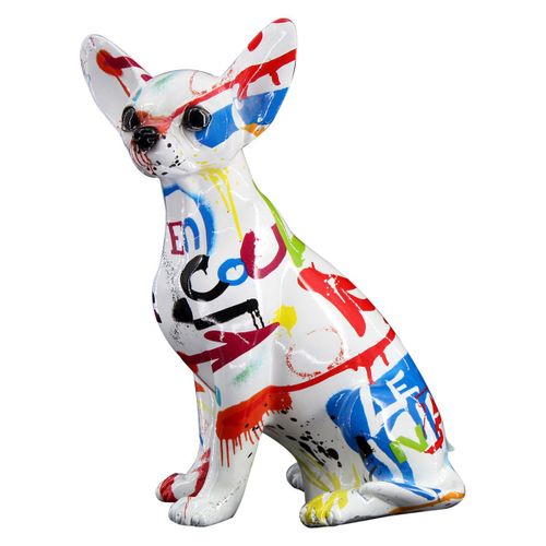 ORIGEN Home Decor Perro Chihuahua Blanco - Figura de Perro Resina 25x19x12cm<br /><br />