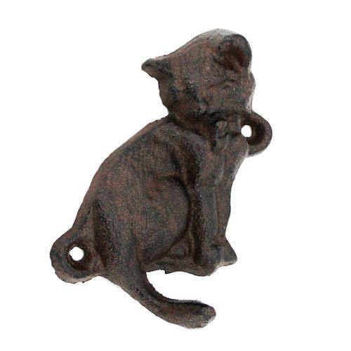 ORIGEN Home Decor Percha Gato 1 Pomo Percheros Gris Hierro Colado Vintage - 10x9x4cm<br /><br />