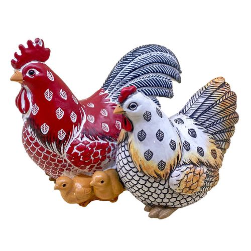 ORIGEN Home Decor Gallo Gallina Pollito Animales Figura de Gallina Rojo 12x15x12cm<br /><br />