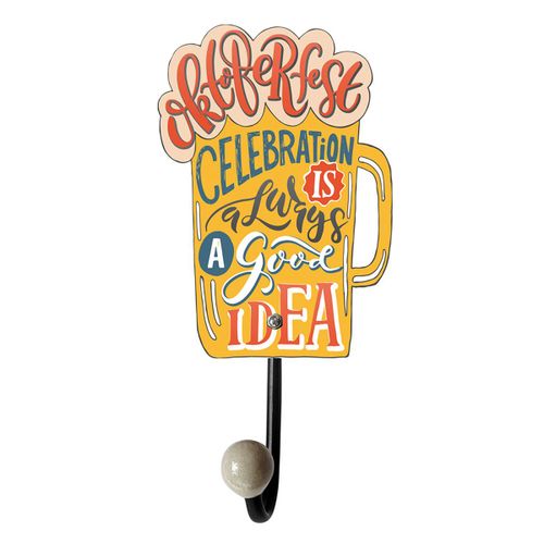 ORIGEN Home Decor Percha Beerfest 1 Pomo Percheros Vintage | Decoración Pared Metal Naranja - 16x14x7cm<br /><br />