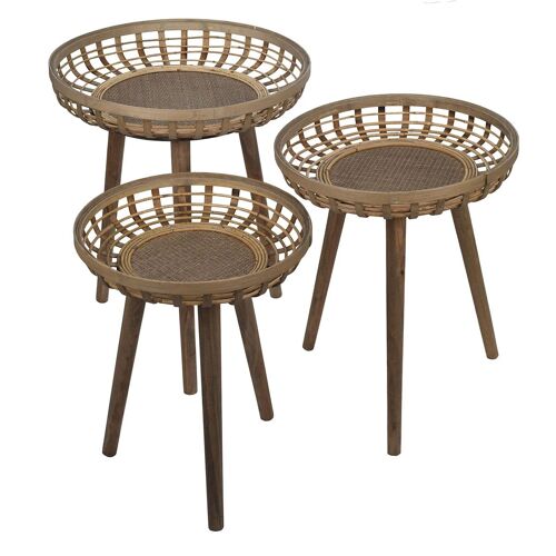 Signes Grimalt By SIGRIS - Mesas 3 Unidades Marrón de | Mesa auxiliar Mesa Centro Mesa Auxiliar Salon 65x54x54cm