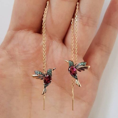 Boucles D'oreilles Pendantes En Forme De Petit Oiseau Pour Femmes, Longues, En Cristal, Design De Bijoux, À La Mode