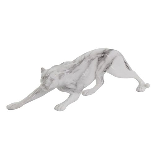 By SIGRIS Figura Leopardo Blanco de Resina 10*6*28cm Figura de Animal