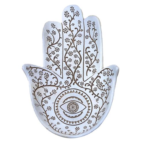 ORIGEN Home Decor Plato Mano De Fatima Bandejas Figura de Mano Blanco 3x32x24cm<br /><br />