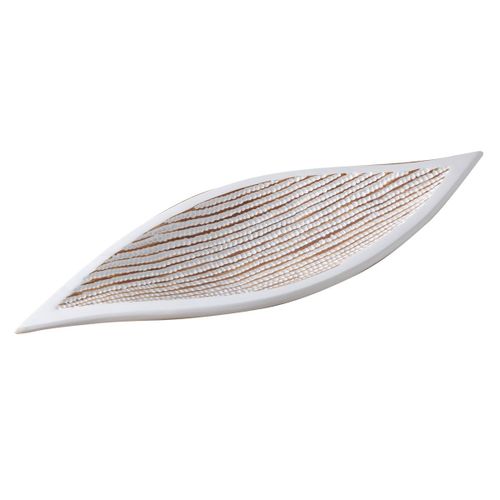 Signes Grimalt By SIGRIS - Plato decorativo Blanco de Resina | Bandeja de Decoración Bandeja Para Llaves Bandeja Vaciabolsillos 6x21x63cm