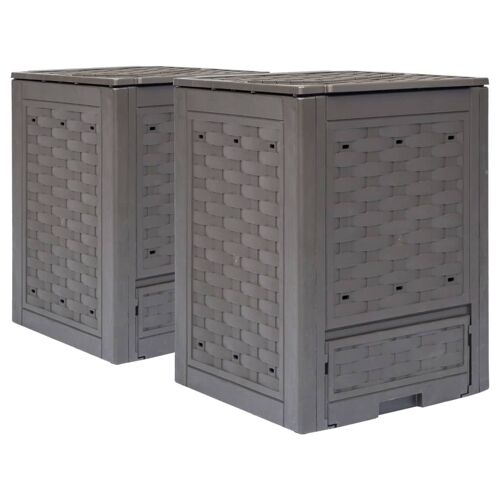 vidaXL Composteurs de jardin 2 pcs Marron 60x60x83 cm 600 L