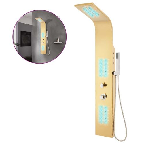 vidaXL Système de panneau de douche Acier inoxydable 201 Doré Incurvé