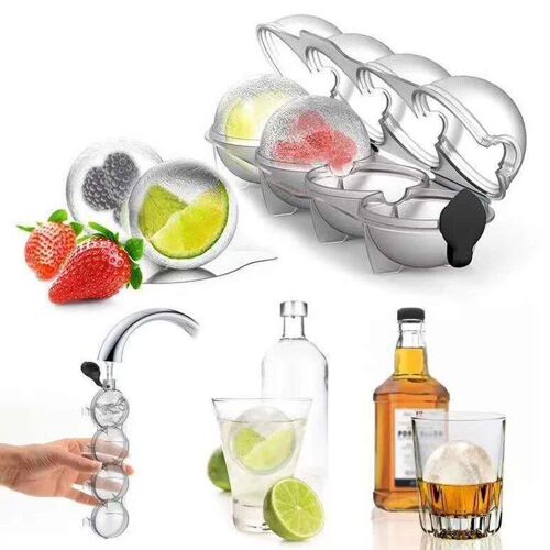 Moule À Glace Rond À 4 Cavités, Fabricant De Boules De Glace, Bricolage, En Plastique, Whisky, Cube, Plateau, Accessoires De Bar, Outil, Moule À Popsicle