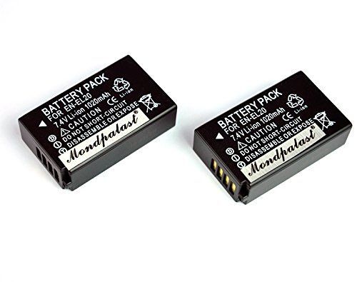 Remplacement 2 X Batterie Li-Ion Type Enel-20 Enel20 1020mah Avec Infochip + Chargeur Pour Nikon 1 J1 J2 J3 S1 Coolpix A Blackmagic Design Pocket Cinema Mft