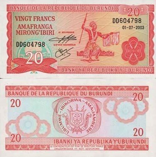 Billet De 20 Frans Burundi , 2007 , Neuf