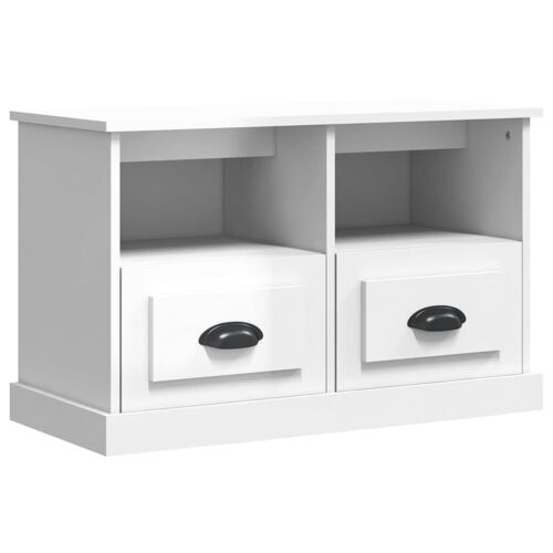 vidaXL Meuble TV blanc brillant 80x35x50 cm bois d'ingénierie
