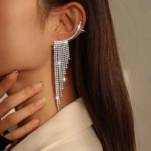 Boucles D'oreilles De Luxe À Franges En Strass Pour Femmes, Boucles D'oreilles Suspendues, Bijoux De Fête Brillants Pour Déclaration De Mariage, Nouveauté 2022