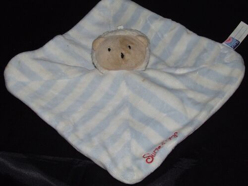 Doudou Plat Mouton Blanc Bleu Sucre D'orge