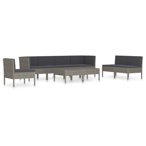 Salon De Jardin 9 Pcs Avec Coussins Résine Tressée Gris