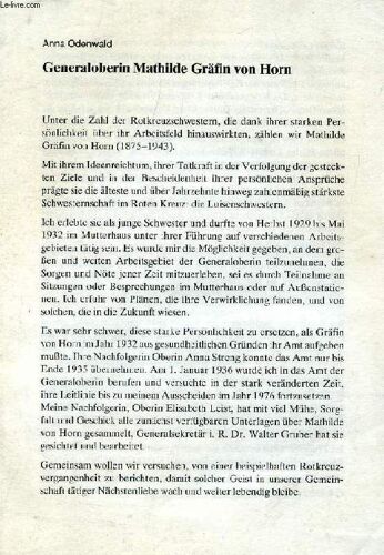 Generaloberin Mathilde Gräfin Von Horn