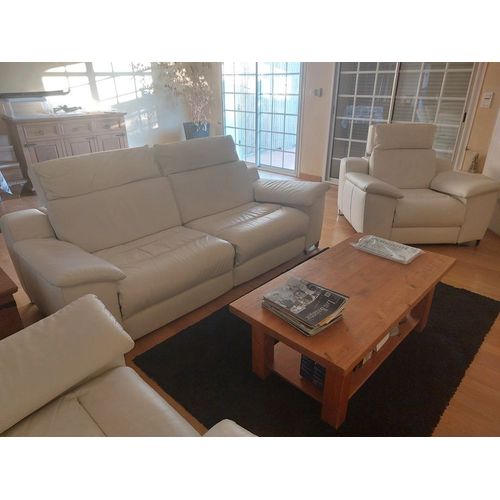 Canapé Cuir Électrique Avec 2 Fauteuils