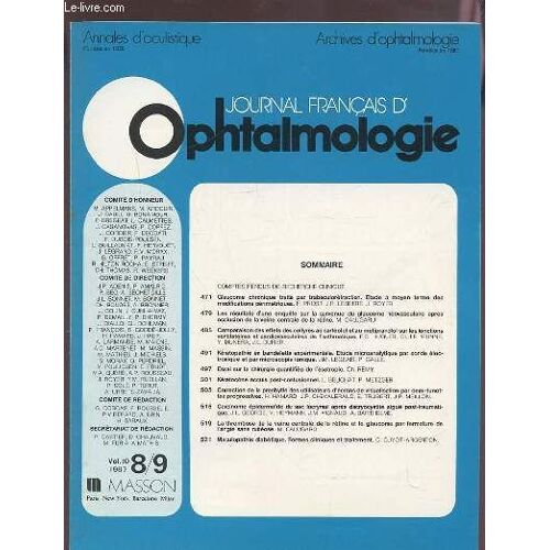 Journal Francais D'ophtalmologie - N° 8/9 Volume 10.