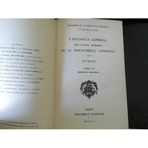 Catalogue General Des Livres Imprimes: Auteurs / Bibliotheque Nationale, Vol 104