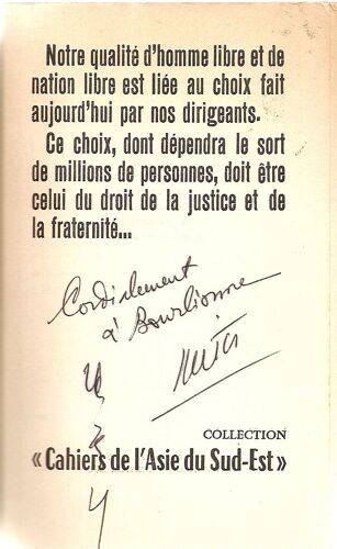 Dédicasse Dr Tran-Minh Tiet - Livre L'asie Et La Paix Mondiale - 1971