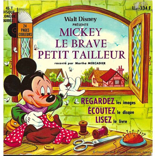 Marthe Mercadier : Walt Disney Présente Mickey Le Brave Petit Tailleur Raconté Par Marthe Mercadier - Chanson Vive Le Dessin Animé (A. Nancey - J. Laquiez) (Livre Disque)