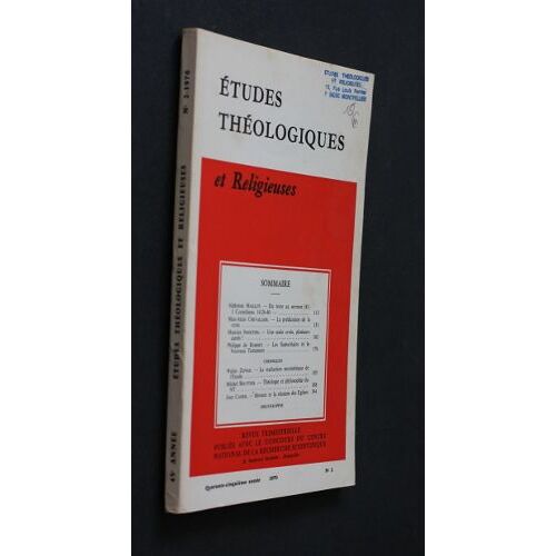 Etudes Théologiques Et Religieuses N°2 Année 1970