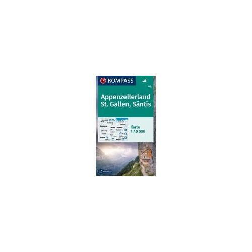 Kompass Wanderkarte 112 Appenzellerland, St. Gallen, Säntis 1:40.000