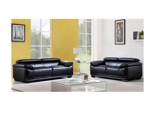 Canapé 3+2 places en cuir MACELO - Noir