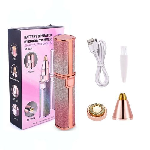 Tondeuse À Sourcils 2 En 1 Pour Femmes, Épilateur Facial Multifonction, Étanche, Indolore, Élimine Les Poils, Oreilles, Nez, Chargeur Usb - Starry Razor-Usb