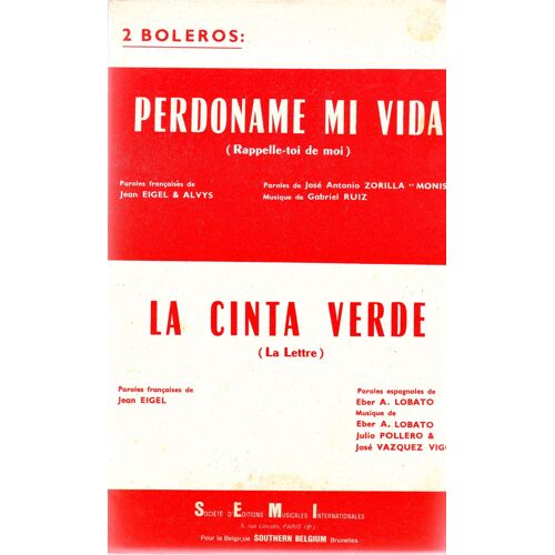 Partition Espagnole 2 Boleros - Jean Eigel (Paroles Françaises)