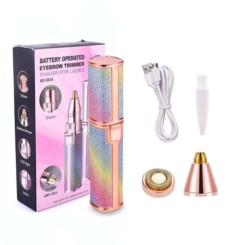 Tondeuse À Sourcils 2 En 1 Pour Femmes, Épilateur Facial Multifonction, Étanche, Indolore, Élimine Les Poils, Oreilles, Nez, Chargeur Usb - Arc-En-Razor-Usb