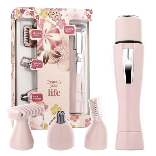 Tondeuse À Sourcils 2 En 1 Pour Femmes, Épilateur Facial Multifonction, Étanche, Indolore, Élimine Les Poils, Oreilles, Nez, Chargeur Usb - Rose