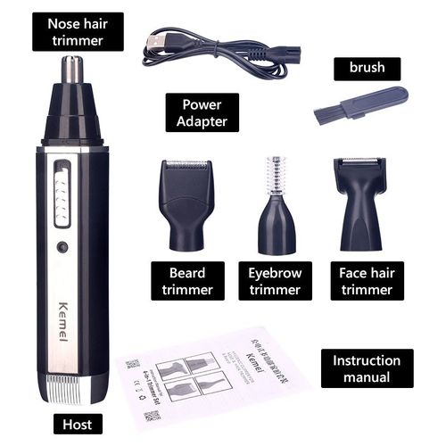 Tondeuse Électrique 4 En 1 Pour Le Nez Et Les Oreilles, Rasoir Pour Couper Les Poils, Sourcils Et Barbe - Noir Pas De Boîte