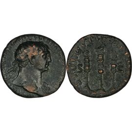 Rome - Dupondius - Trajan - 107 Ad - Aigle Légionnaire Entre Deux Étendards - 9.66 G. - Ric.589 - 22-111