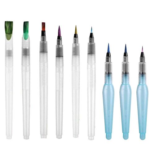 Ensemble De 9 Pièces De Pinceaux Souples Pour Peinture À L'Eau, Stylo À Aquarelle Rechargeable En Nylon, Pointe De Brosse Pour Peinture, Dessin, Fournitures D'Art