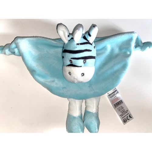 Doudou Zebre Tomkids Grelot Hochet Bleu Blanc Peluche Jouet Bebe Tom Kids Eveil Naissance Comforter Blankie Baby Zezbra Kids Soft Toy Cuddly Animal