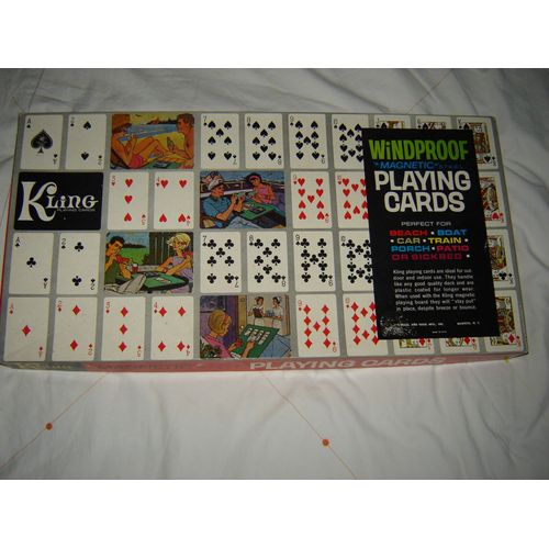 Vintage Kling Plateau Et Jeux De Cartes Magnetiques Pour Voyage Plage Bateau