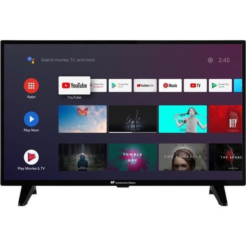 Continental Edison CELED32FHDSA21B3 - 32" TV LCD rétro-éclairée par LED - Smart TV - Android TV 1920 x 1080 - HDR - LED à éclairage direct - noir