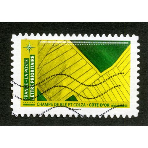 Timbre Oblitéré Champs De Blé Et Colza - Cote D'or, France, La Poste, Lettre Prioritaire