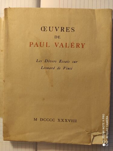 Oeuvres De Paul Valery-Les Divers Essais Sur Leonard De Vinci-1938-