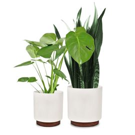 Pots De Fleurs - Blumfeldt Enspijk - Lot De 2 - Fait À La Main - 2 Tailles - En Polystone - Blanc