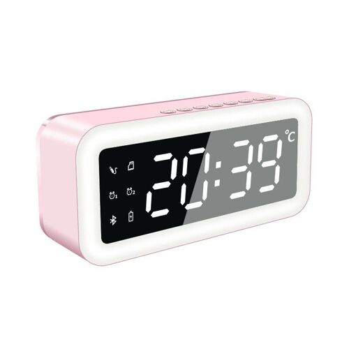 Mini haut parleur Bluetooth, horloge, réflexion miroir, carte TF, Audio, caisson de basses, sans fil, petit haut parleur